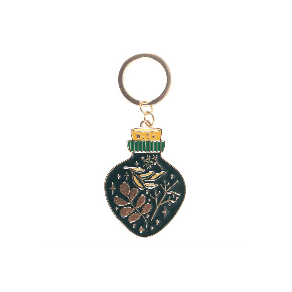 Green Witch Potion Bottle Keyring