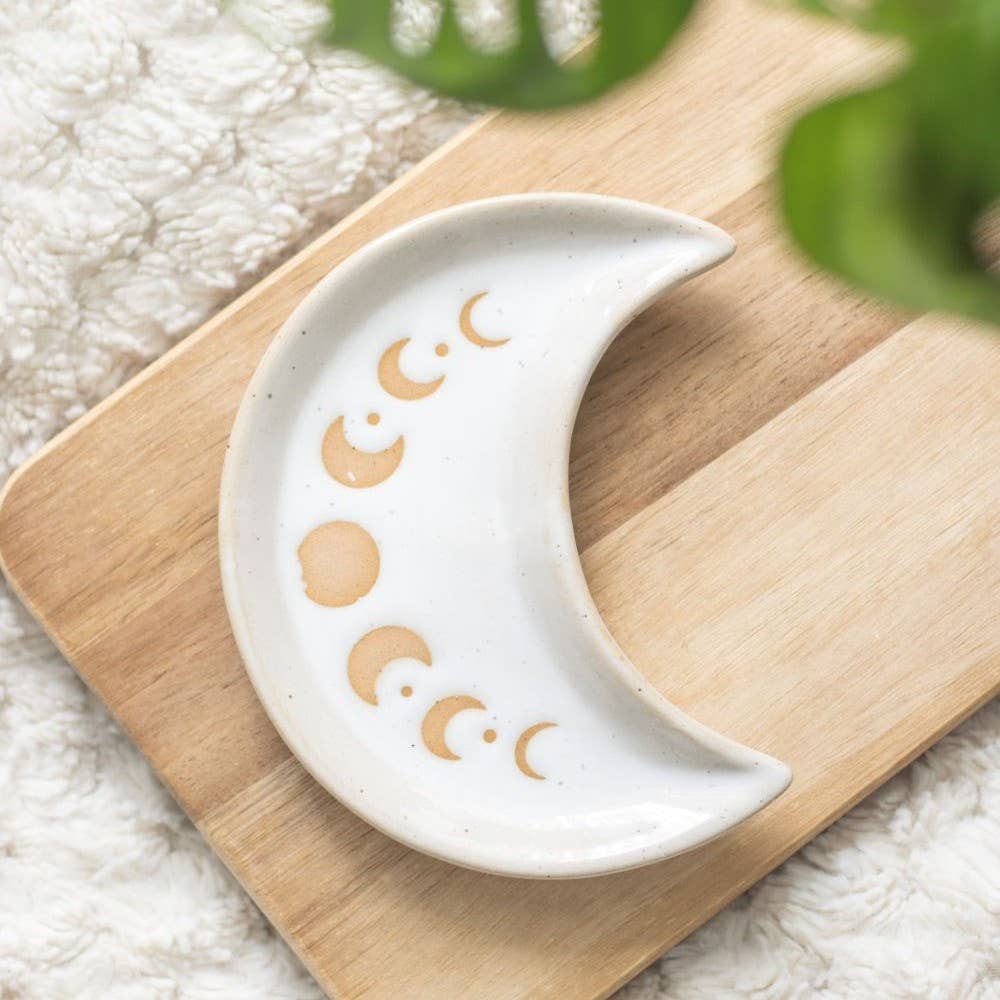12cm Moon Phase Crescent Ceramic Trinket Tray