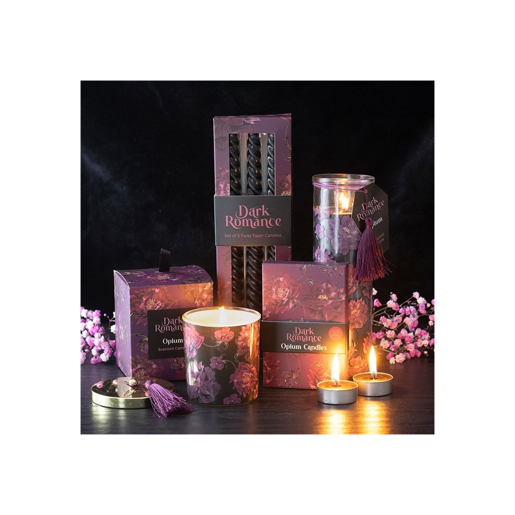 Set of 3 Dark Romance Twist Taper Candles