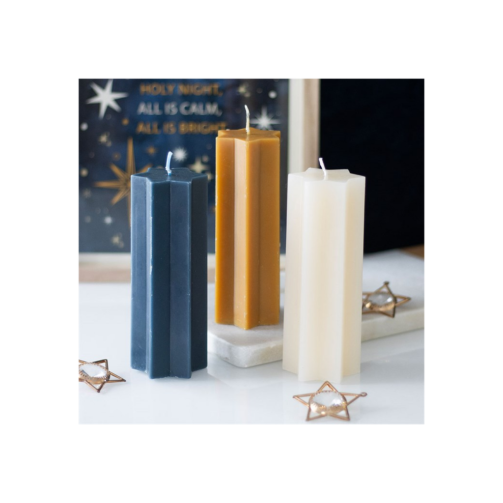 Navy Starry Night Star Shaped Taper Candle