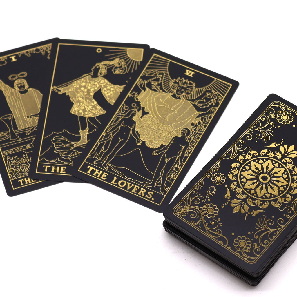 Mystic Gold Foil Tarot Cards with Guide Book in Gift Box