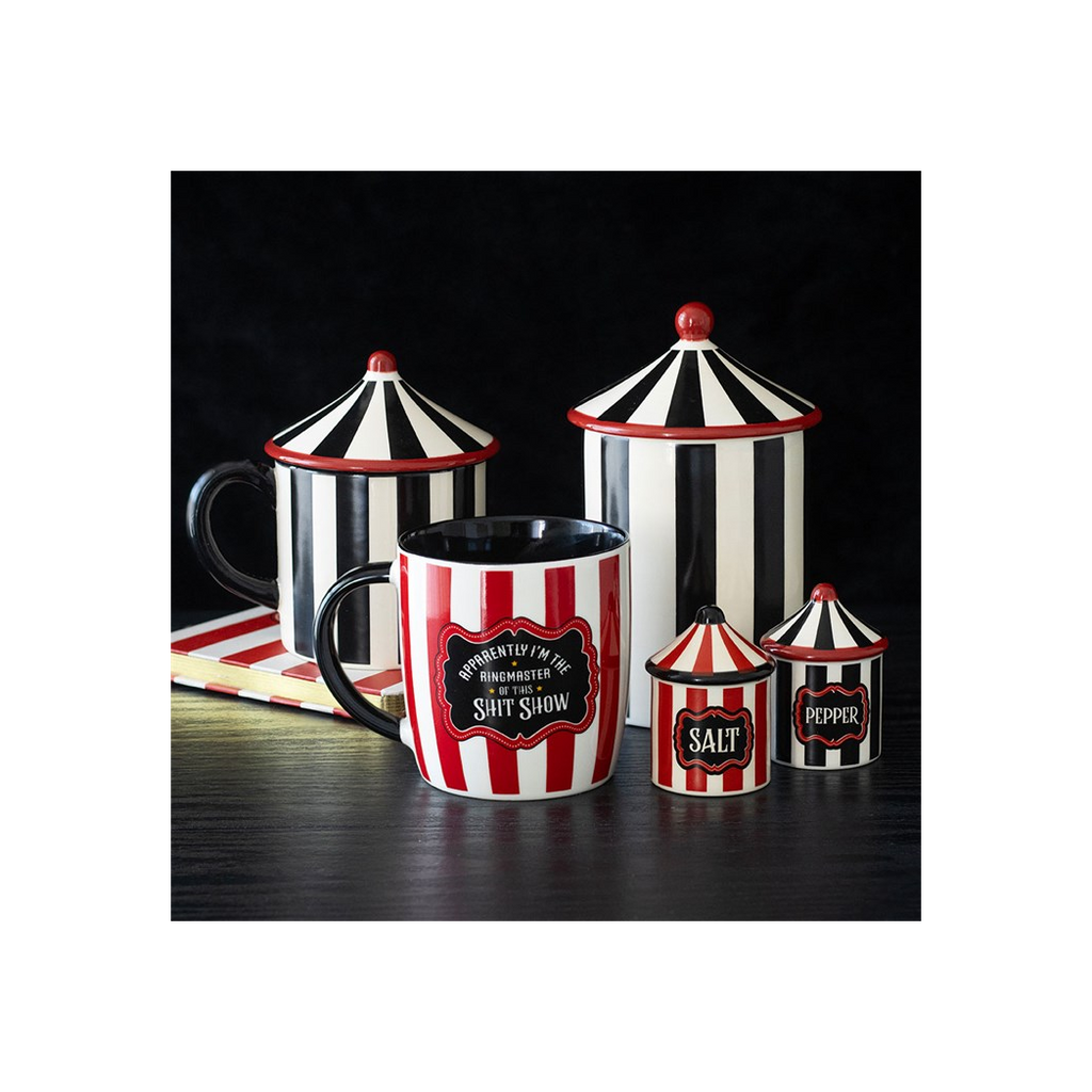 Black Striped Circus Tent Storage Jar